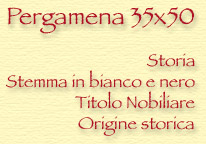pergamena 35x50 storia stemma in bianco e nero titolo nobiliare origine storica